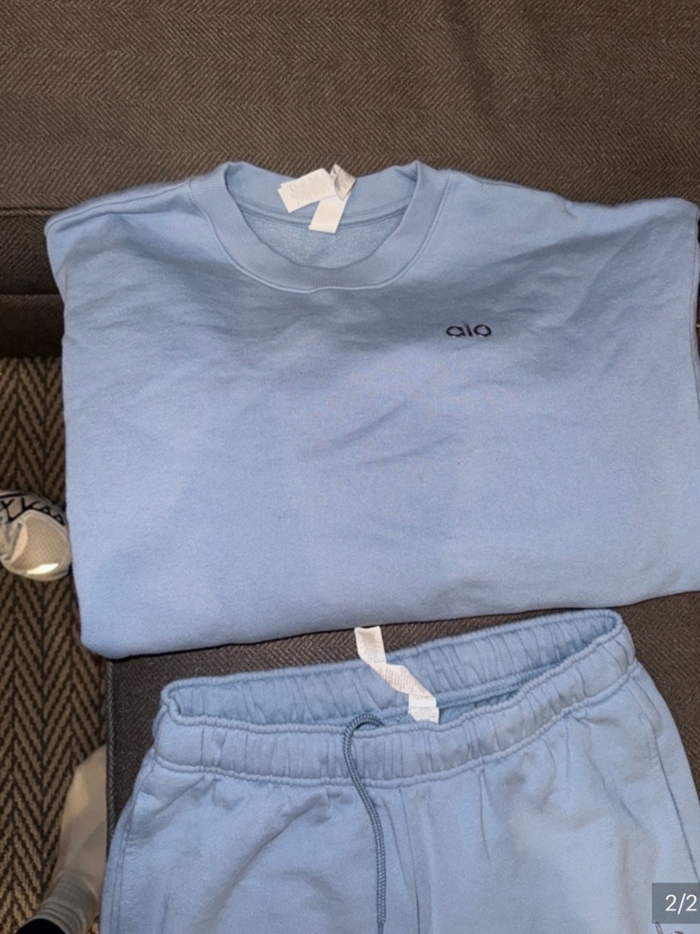 ALO Yoga Light Blue Track Pants & Sweatshirt Set